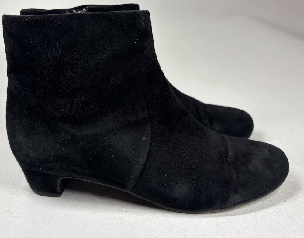 Eileen Fisher Women’s 8.5 Black Suede Ankle Boots Booties Side Zip Low Heel